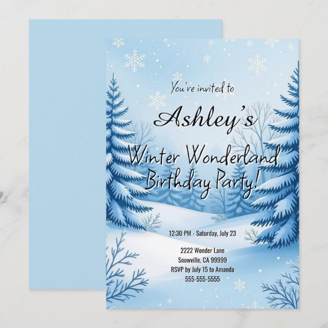 Winter Wonderland Birthday Party  Invitation (Front/Back)