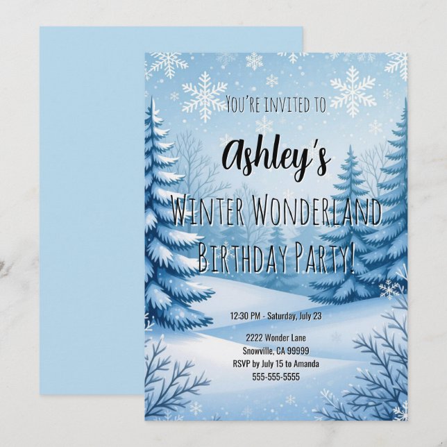 Winter Wonderland Birthday Party  Invitation (Front/Back)