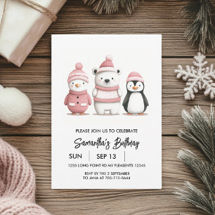 Winter Wonderland Birthday Soft Pink Invitation
