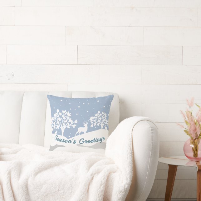 Winter Wonderland Blue and White Throw Pillow (Couch)