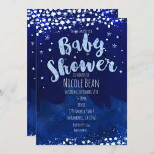 Winter Wonderland Blue Baby Shower Invitations