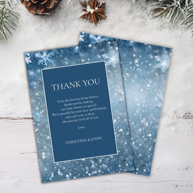 Winter Wonderland Blue Baby Shower Thank You Card (Creator Uploaded)