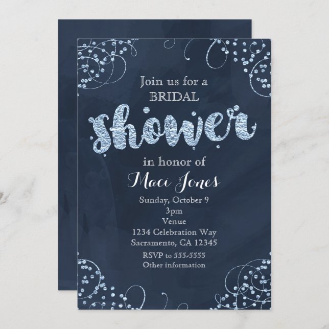 Winter Wonderland Blue Bridal Shower Invitation (Front/Back)