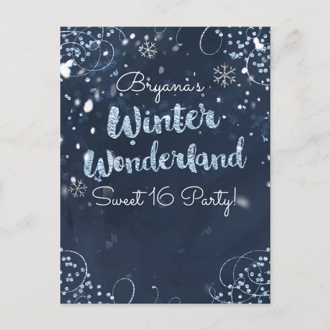 Winter Wonderland Blue Event Save the Date Announcement Postcard (Front)
