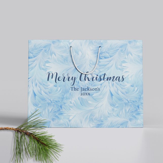 Winter Wonderland Blue frosty pattern Large Gift Bag (Creator Uploaded)