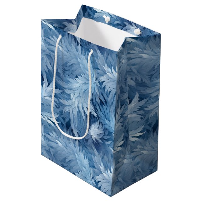Winter Wonderland Blue frosty pattern Medium Gift Bag (Front Angled)