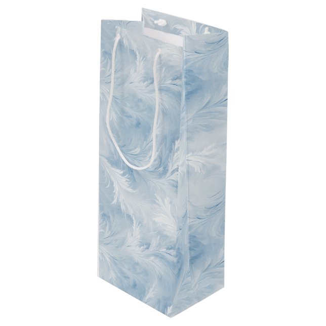 Winter Wonderland Blue frosty pattern Wine Gift Bag (Front Angled)