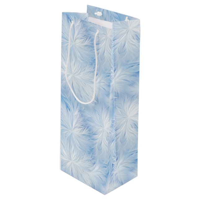 Winter Wonderland Blue frosty pattern Wine Gift Bag (Front Angled)