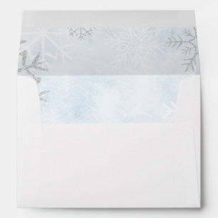 Winter Wonderland Blue Silver Snow Envelope