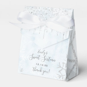 Winter Wonderland Blue Silver Snow Ice Sweet 16 Favour Box