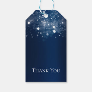 Winter Wonderland Blue Silver Sparkling Lights Gift Tags