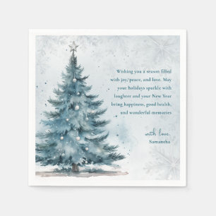 Winter Wonderland Blue Silver Tree Christmas Party Napkin