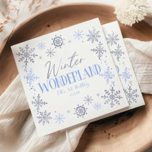 Winter Wonderland Blue Snowflake Birthday Party Napkin