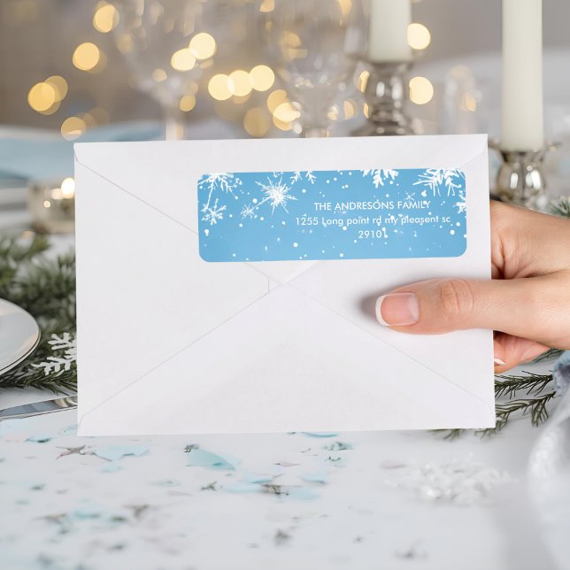 Winter Wonderland Blue Snowflake Return Address Label (Creator Uploaded)