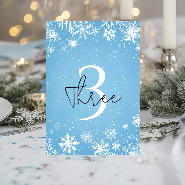 Winter Wonderland Blue Snowflake Table Number (Creator Uploaded)
