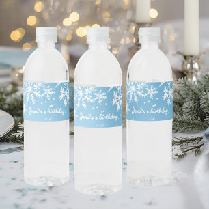 Winter Wonderland Blue Snowflake Water Bottle Label
