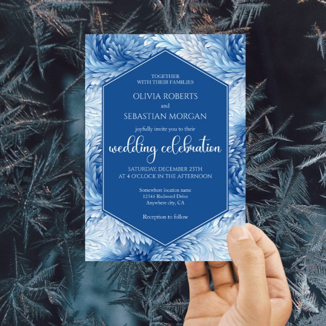 Winter Wonderland Blue Snowflakes Wedding Invitation (Creator Uploaded)