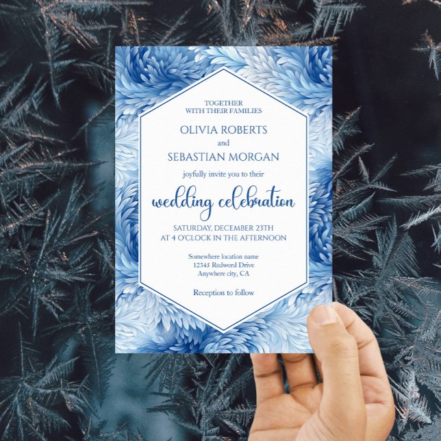 Winter Wonderland Blue Snowflakes Wedding Invitation (Creator Uploaded)