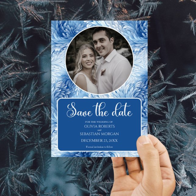 Winter Wonderland Blue Snowflakes Wedding Save The Date (Creator Uploaded)