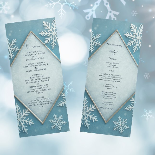 Winter Wonderland Blue Snowy Romantic wedding menu (Creator Uploaded)