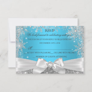 Winter Wonderland Blue Sweet 16 RSVP Card
