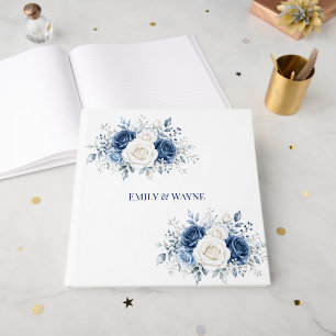 Winter Wonderland Blue & White Rose Wedding Guest Book