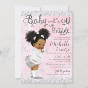 Winter Wonderland Blush Pink & Silver Invitation