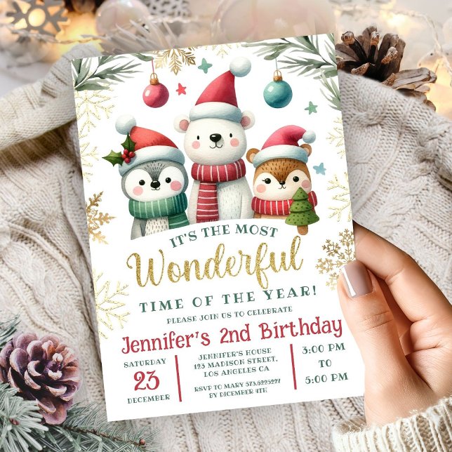 Winter Wonderland Boho now Animals 2nd Birthday Invitation (Creator Uploaded)