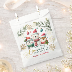 Winter Wonderland Boho Snow Animals 1st Birthday Favour Bag
