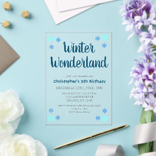 Winter Wonderland Boy Birthday Acrylic Invitations