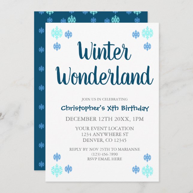 Winter Wonderland Boy Birthday Invitation (Front/Back)