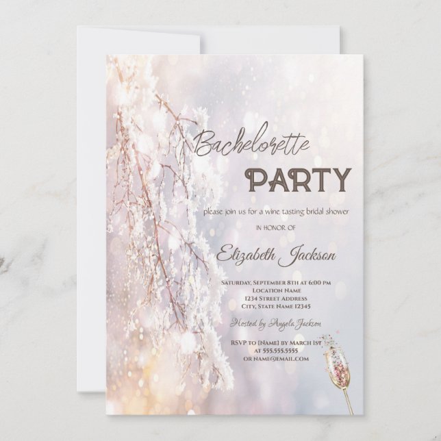 Winter Wonderland Branches Bachelorette   Invitation (Front)