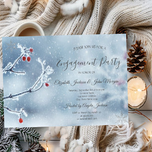 Winter Wonderland Branches Blue Engagement Invitation