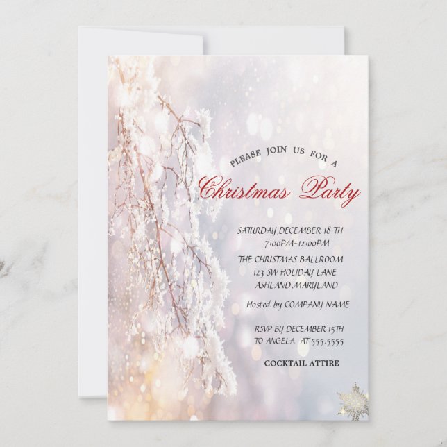 Winter Wonderland Branches Company Christmas  Invitation (Front)