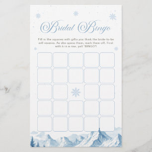 Winter Wonderland Bridal Shower Bingo Game
