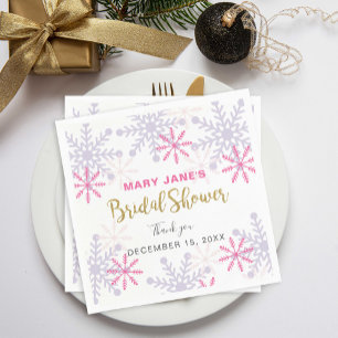 Winter Wonderland Bridal Shower Pink Snowflake Napkin