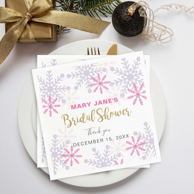Winter Wonderland Bridal Shower Pink Snowflake Napkin (Creator Uploaded)