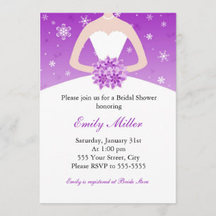 Winter Wonderland Bridal Shower Purple Invitation