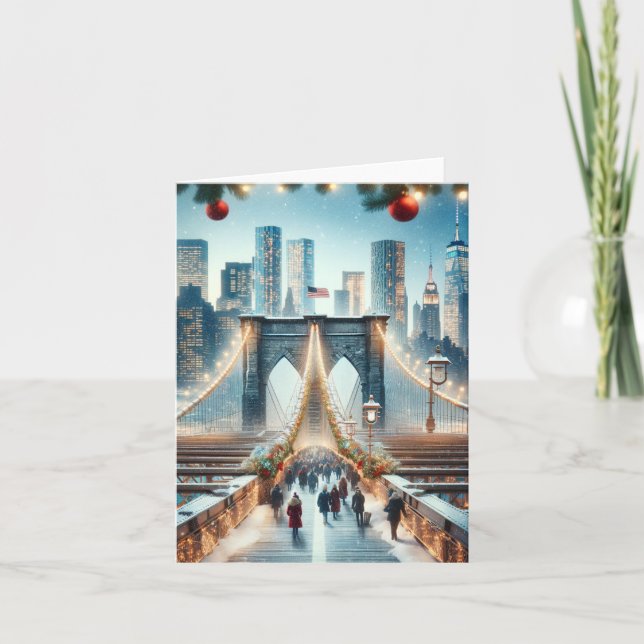Winter Wonderland. Brooklyn Bridge - New York Holiday Card (Front)