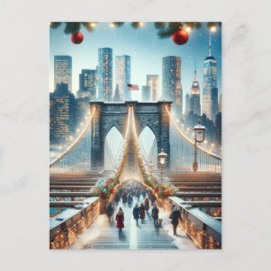 Winter Wonderland. Brooklyn Bridge - New York Holiday Postcard