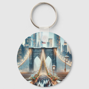 Winter Wonderland. Brooklyn Bridge - New York Key Ring