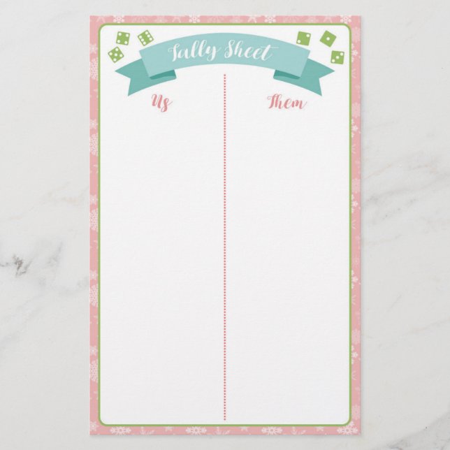 Winter Wonderland Bunco Party Game Tally Sheet (Front)