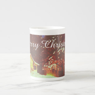 Winter Wonderland Cabin Merry Christmas Cosy Bone China Mug