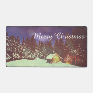 Winter Wonderland Cabin Merry Christmas Cosy Desk Mat