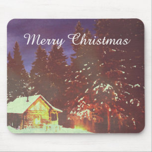 Winter Wonderland Cabin Merry Christmas Cosy Mouse Pad