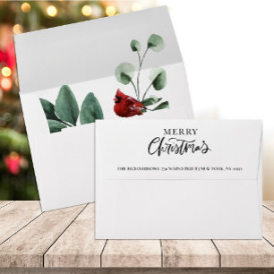 Winter Wonderland Cardinal Bird Red Berry Envelope