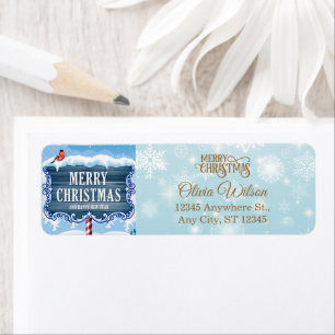 Winter Wonderland Cardinal Festive Holiday Return Address Label