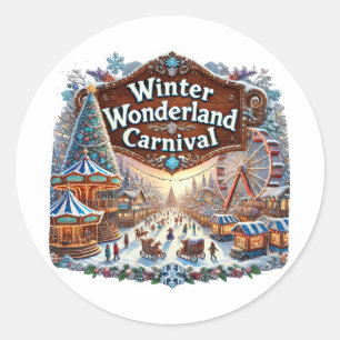 Winter wonderland carnival Christmas  Classic Round Sticker
