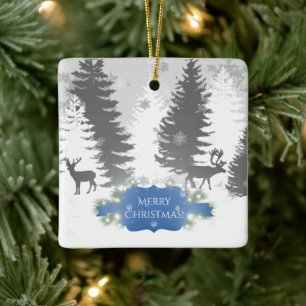 Winter Wonderland Ceramic Ornament - Blue