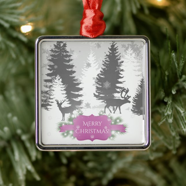 Winter Wonderland Ceramic Ornament - Magenta (Tree)